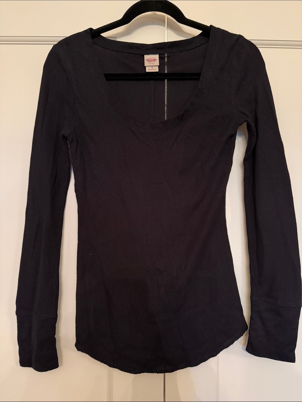 Mossimo Supply Co. Black Ribbed Scoop Neck Long Sleeve Top